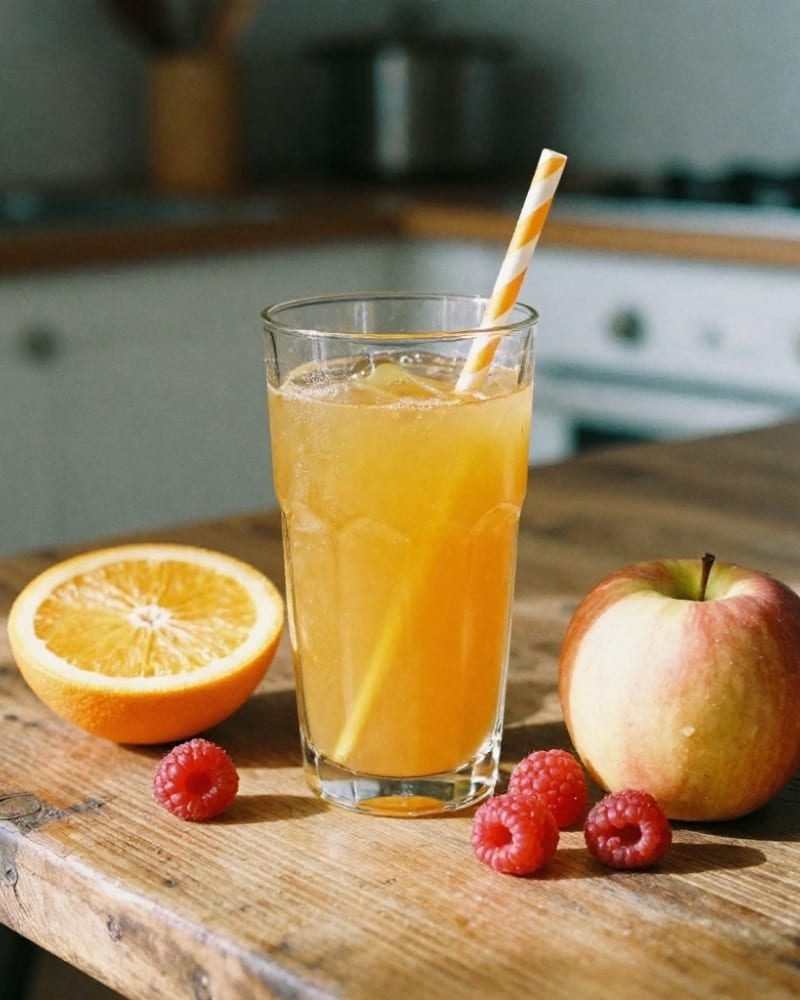 suco detox de laranja framboesa e maçã para desinchar e emagrecer