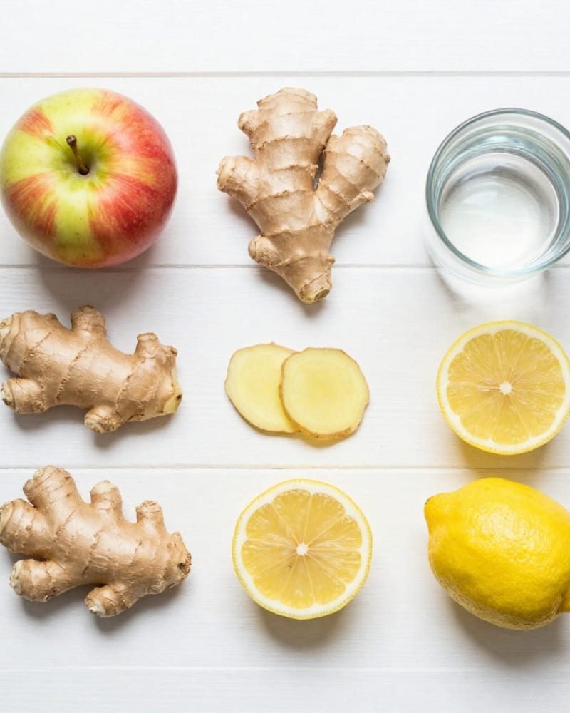 ingredientes suco detox de maçã com gengibre