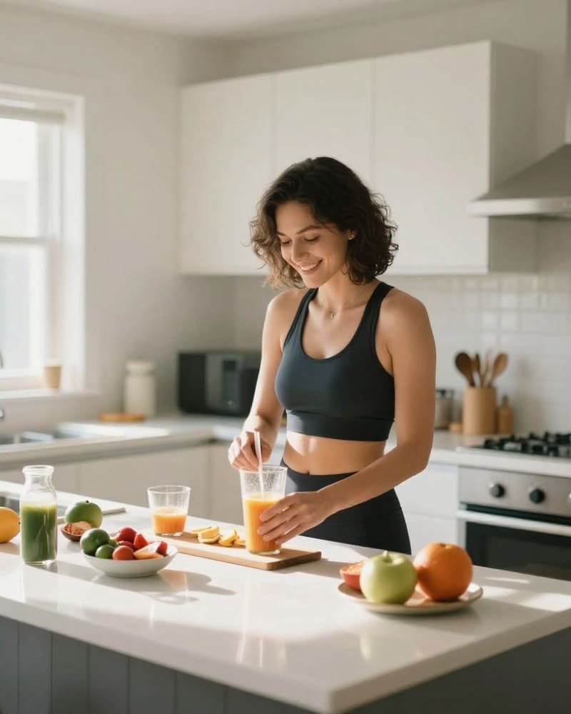 rotina saudável com suco detox para emagrecer e desinchar