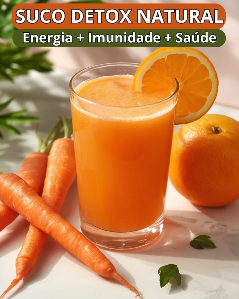 Suco detox saudável de cenoura com laranja refrescante e nutritivo